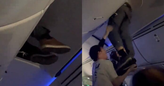 video:-passageiro-e-resgatado-de-teto-de-aviao-durante-pouso-de-emergencia-em-voo-da-air-europa