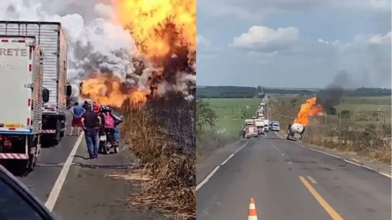 Três pessoas ficam feridas em explosão de um caminhão-tanque no interior do Pará. Veja o momento