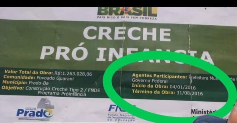 Inicio da obra da creche Chapeuzinho Vermelho em Guarani