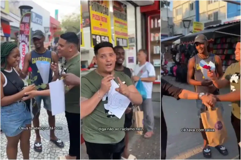 candidato-a-vereador,-jhoma-distribui-rosas-em-campanha-de-combate-ao-racismo