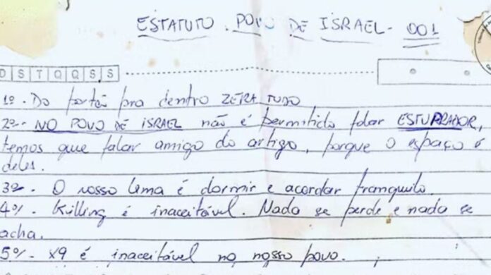 povo-de-israel:-estatuto-de-faccao-defende-estupradores-e-morte-a-“x9”