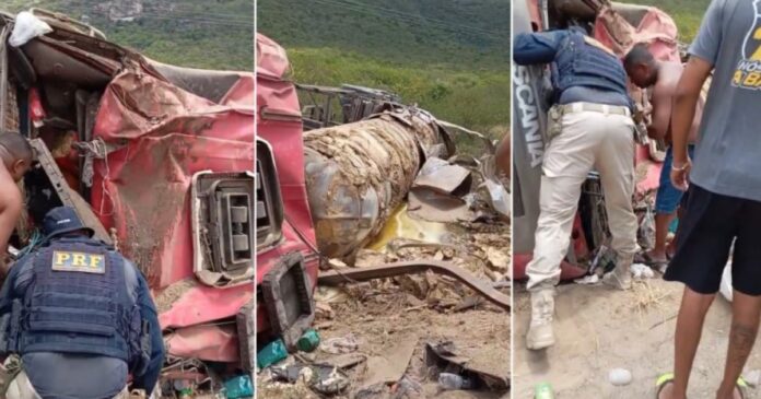motorista-de-caminhao-tanque-fica-preso-as-ferragens-apos-veiculo-tombar-perto-de-jequie