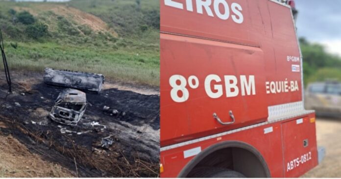 caminhao-tanque-de-combustivel-tomba-e-motorista-fica-ferido-na-br-330