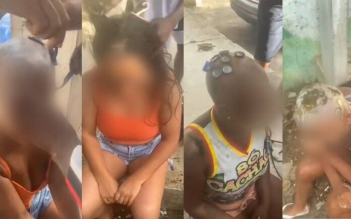 castigo-por-“fofoca”:-mulheres-tem-cabelo-raspado-a-forca-no-rio;-veja