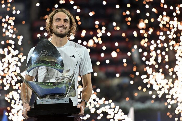 stefanos-tsitsipas-conquista-torneio-de-dubai,-quebra-jejum-e-retorna-ao-top-10-do-ranking-da-atp