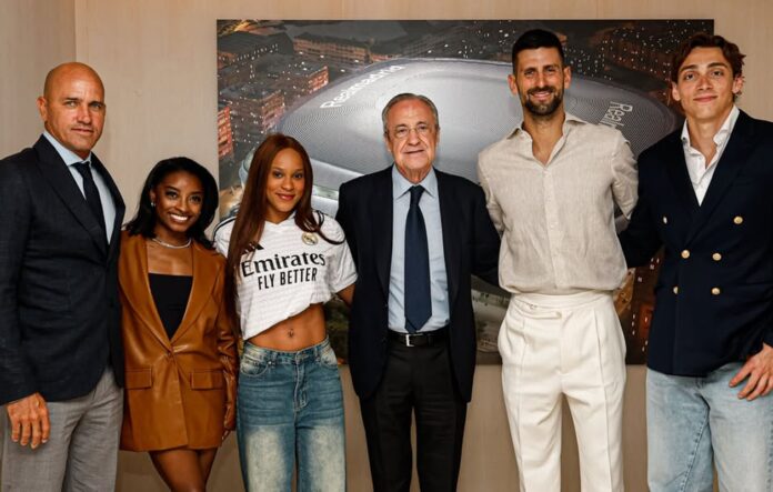 rebeca-andrade-ve-jogo-do-real-madrid-ao-lado-de-lendas-do-esporte