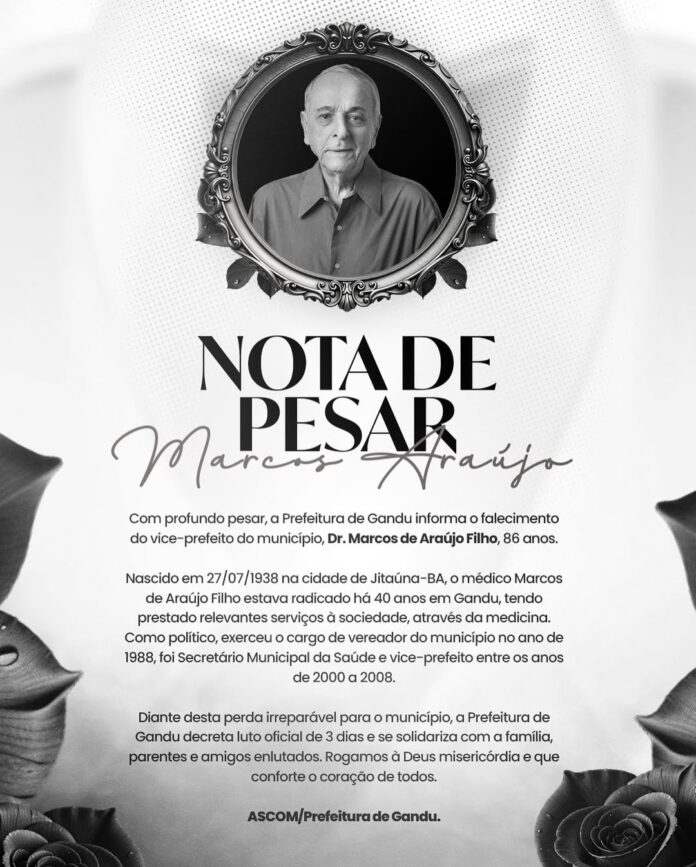 vice-prefeito-de-gandu,-dr.-marcos-de-araujo-filho,-morre-aos-86-anos