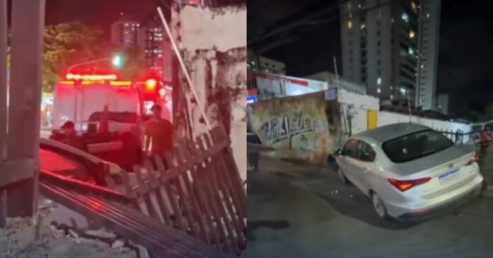 motorista-perde-controle,-carro-atinge-moto-e-bate-em-muro-no-imbui