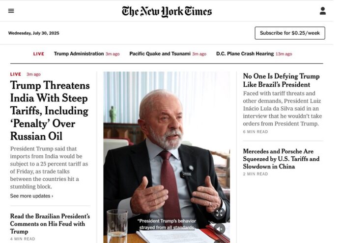 ‘ninguem-esta-desafiando-trump-como-o-presidente-do-brasil’,-diz-the-new-york-times