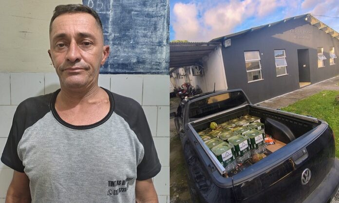 homem-com-17-latas-de-tinta-sem-nota-fiscal-e-preso-em-caravelas;-suspeito-ja-tem-passagem-por-crime-similar