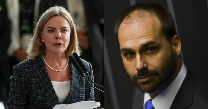 ministra-gleisi-hoffmann-e-eduardo-bolsonaro-reagem-a-criticas-da-embaixada-dos-eua-ao-ministro-moraes