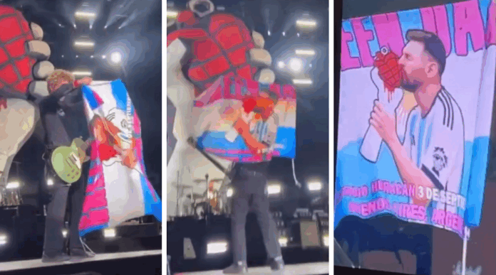 com-bandeira-de-messi,-green-day-agita-publico-em-buenos-aires-antes-de-show-no-the-town