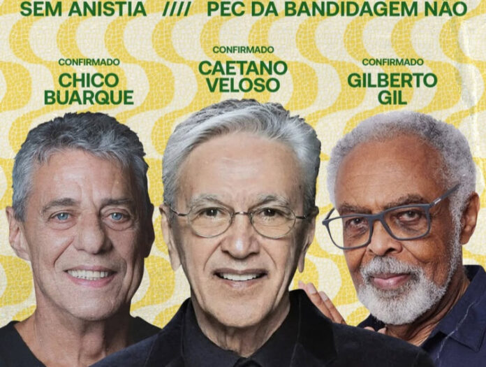 caetano,-gil-e-chico-vao-cantar-em-protesto-contra-pec-da-blindagem-no-rio