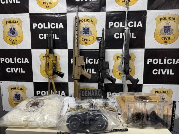 operacao-solo-seguro-apreende-fuzil-e-drogas-no-arenoso;-prisao-e-registrada
