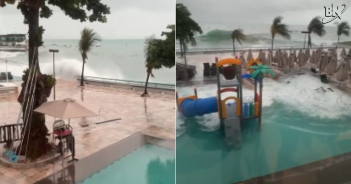 video:-apos-dias-chuvosos,-grandes-ondas-causam-estragos-no-yacht-clube-salvador