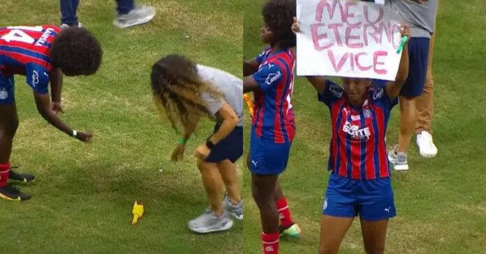 video:-com-direito-a-milho-e-placas,-jogadoras-do-bahia-provocam-o-vitoria-apos-conquista-do-baianao-feminino