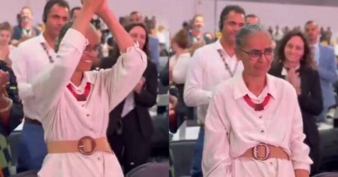 video:-marina-silva-e-aplaudida-e-fica-emocionada-em-encerramento-da-cop-30