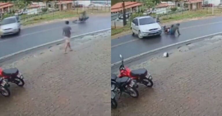 video:-motociclista-derrapa-e-colide-com-carro-durante-retorno-em-rodovia-de-mutuipe