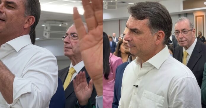 flavio-bolsonaro-vai-a-culto-de-dia-dos-pais-em-sp-com-eduardo-cunha