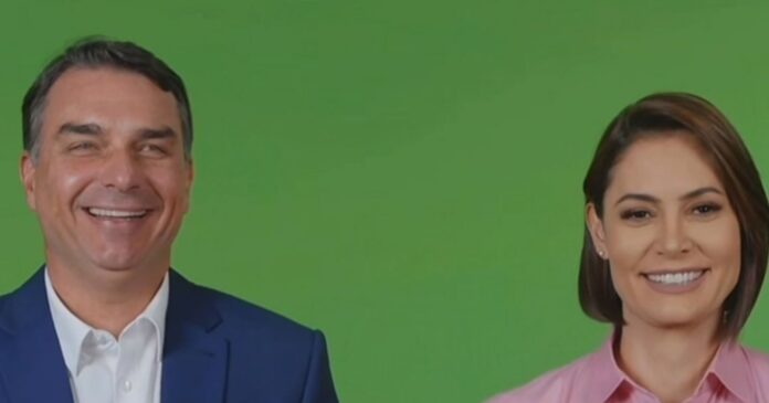 michelle-e-flavio-bolsonaro-aparecem-juntos-em-video-de-campanha-apos-desentendimentos