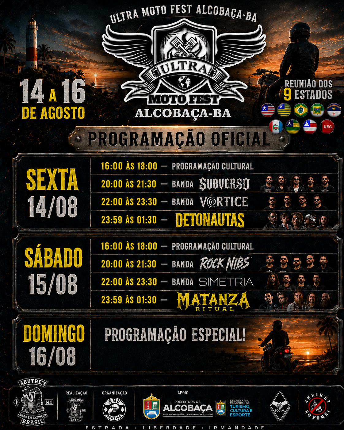 Ultra Moto Fest 2026 vai ter Detonautas e várias outras atrações no evento com motociclistas de nove estados em Alcobaça 1 Alcobaca Ultra Moto Fest 2026 2