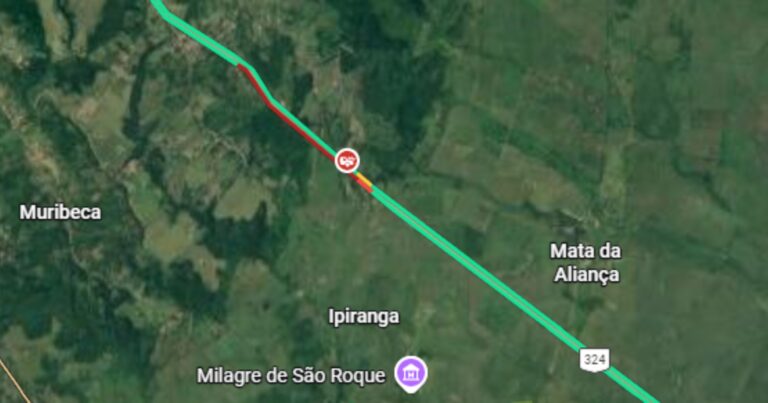 caminhao-tomba-na-br-324-em-amelia-rodrigues,-derruba-carga-e-provoca-engavetamento-com-feridos
