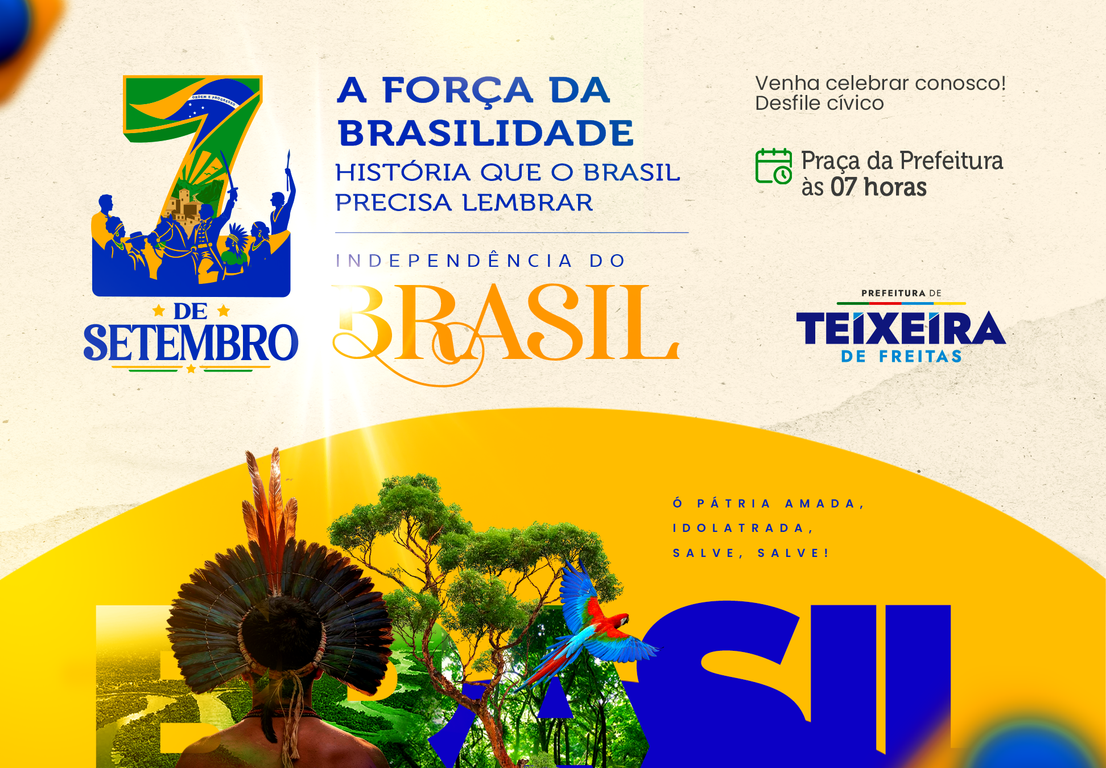 Moradores de Teixeira de Freitas, BA, são convidados a participar do Desfile Cívico da Independência do Brasil