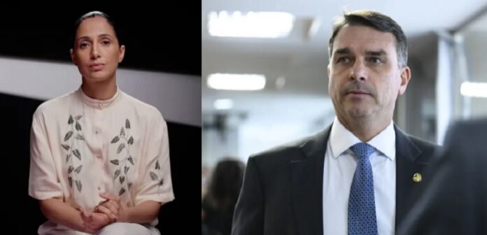 video-mostra-camila-pitanga-apontando-flavio-bolsonaro-para-atrasar-julgamento-de-pm-que-matou-menina-de-5-anos