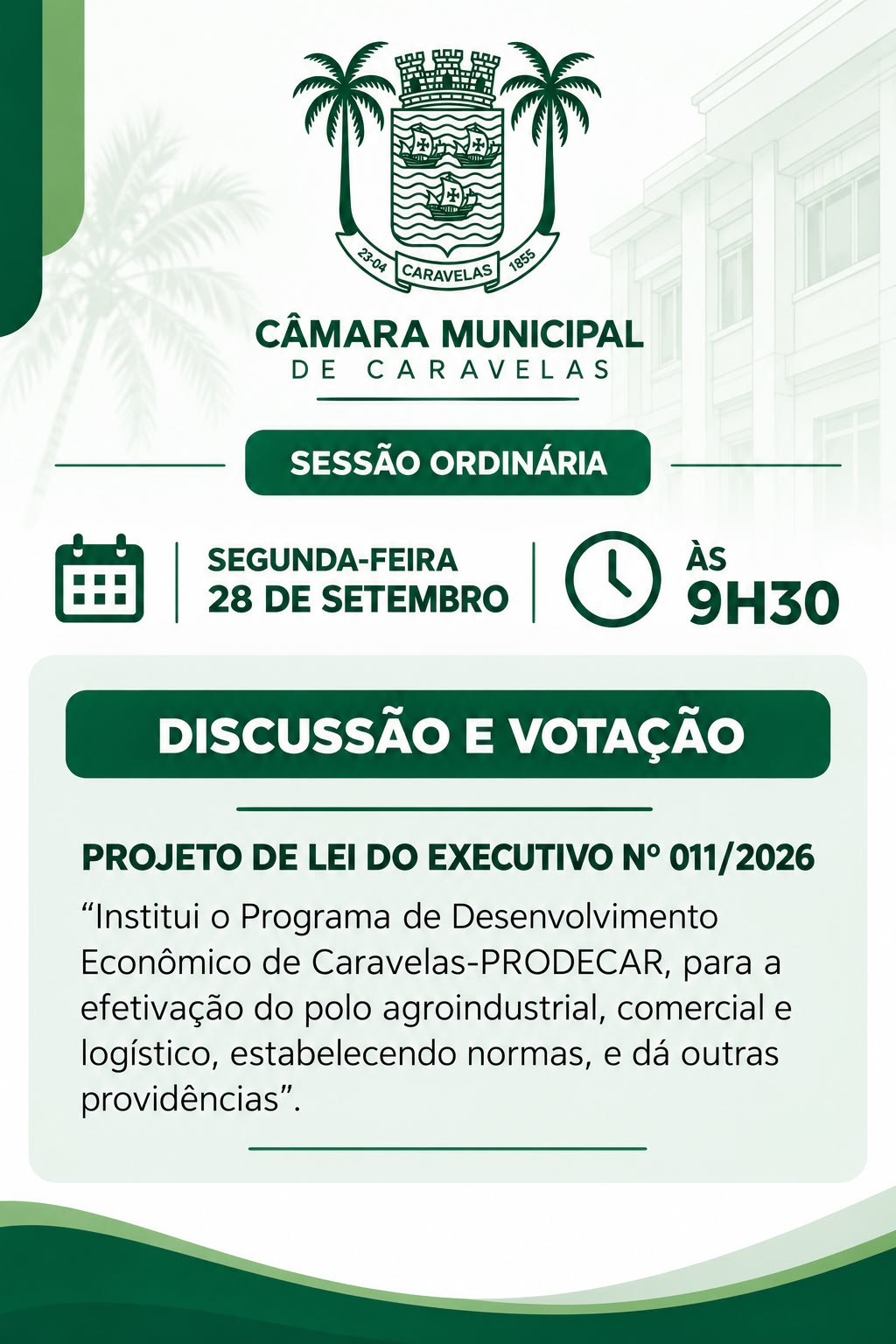 Câmara de Caravelas vai analisar projeto sobre pólo de desenvolvimento econômico