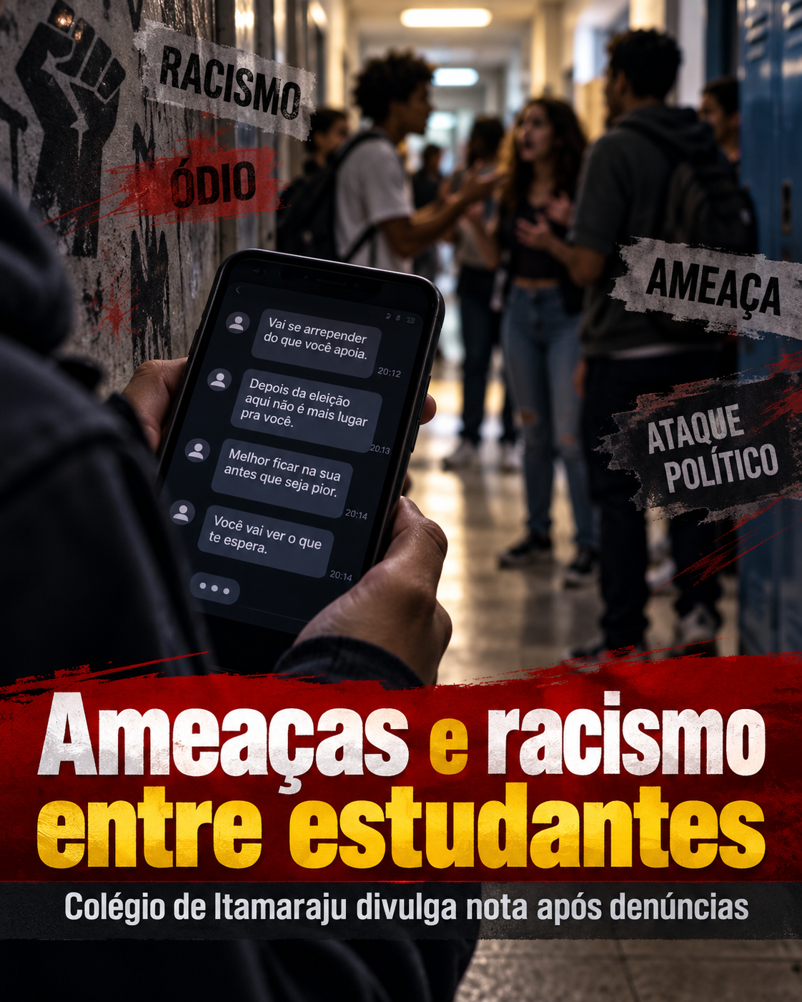 Colégio de Itamaraju se manifesta após relatos de ameaças, racismo e ataques políticos entre estudantes