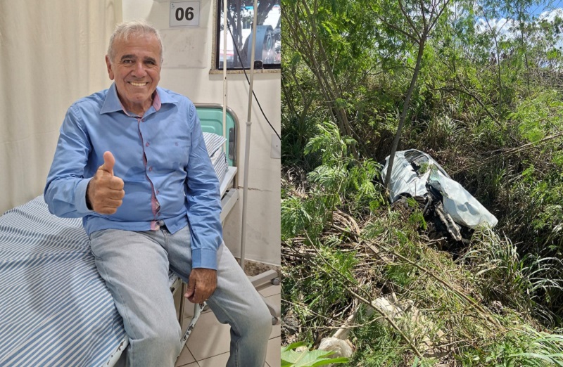 Ex-prefeito de Teixeira de Freitas, João Bosco, sofre acidente; carro fica destruído; médico passa bem