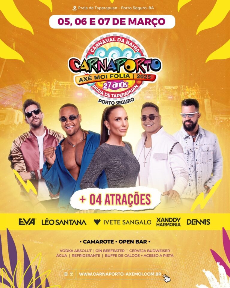 Ivete Sangalo, Eva, Léo Santana, Dennis, Xanddy Harmonia e outras quatro super atrações no CarnaPorto 2025